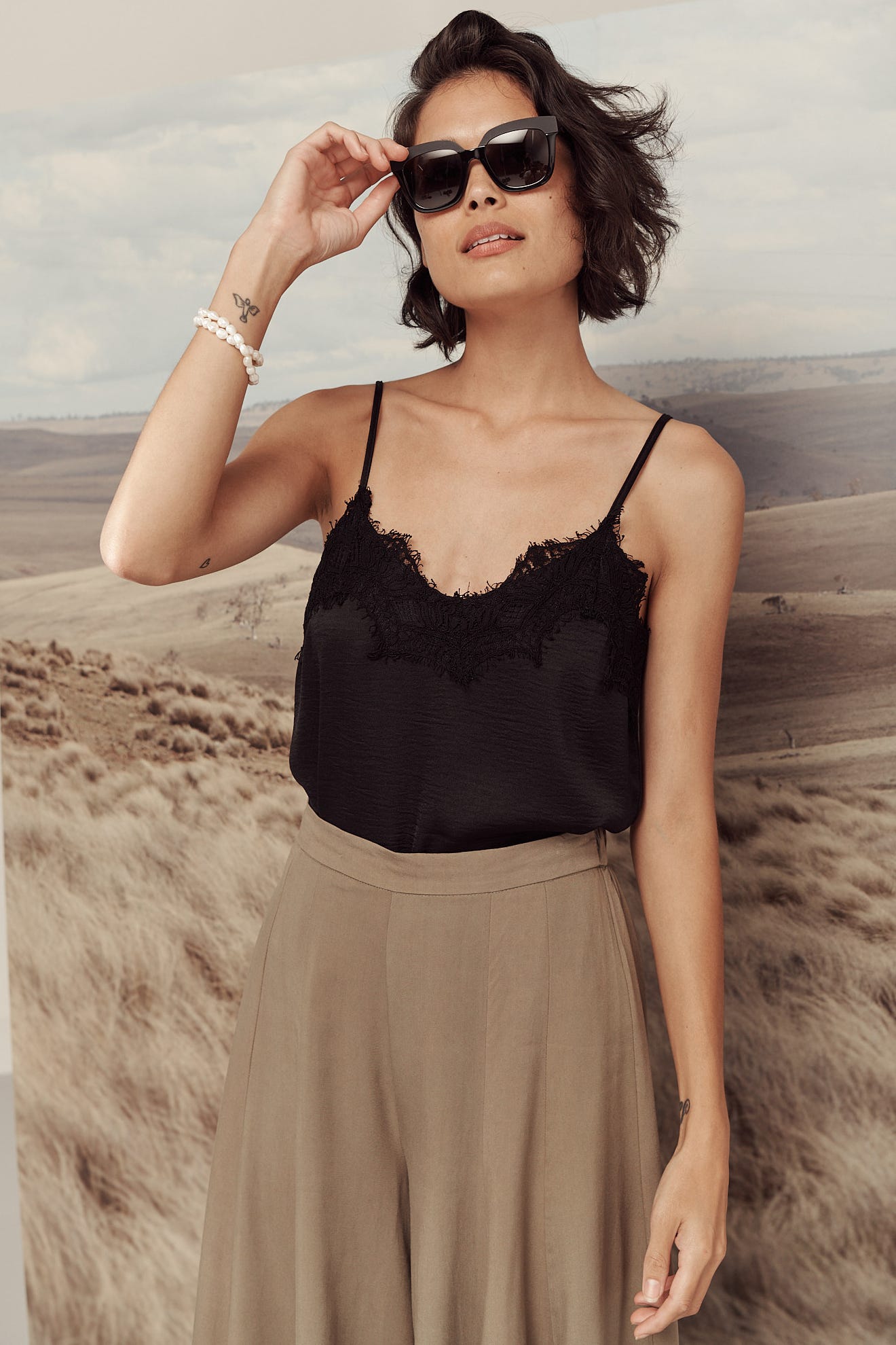 Manthis Cami Top In Black Satin - Image 6