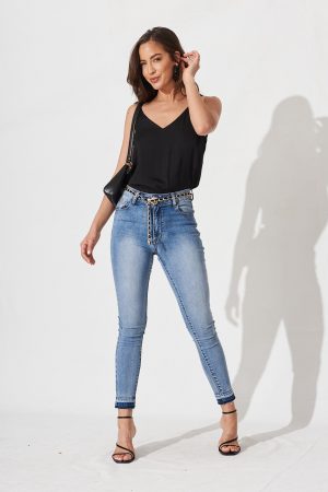 Rowland Cami Top In Black Satin