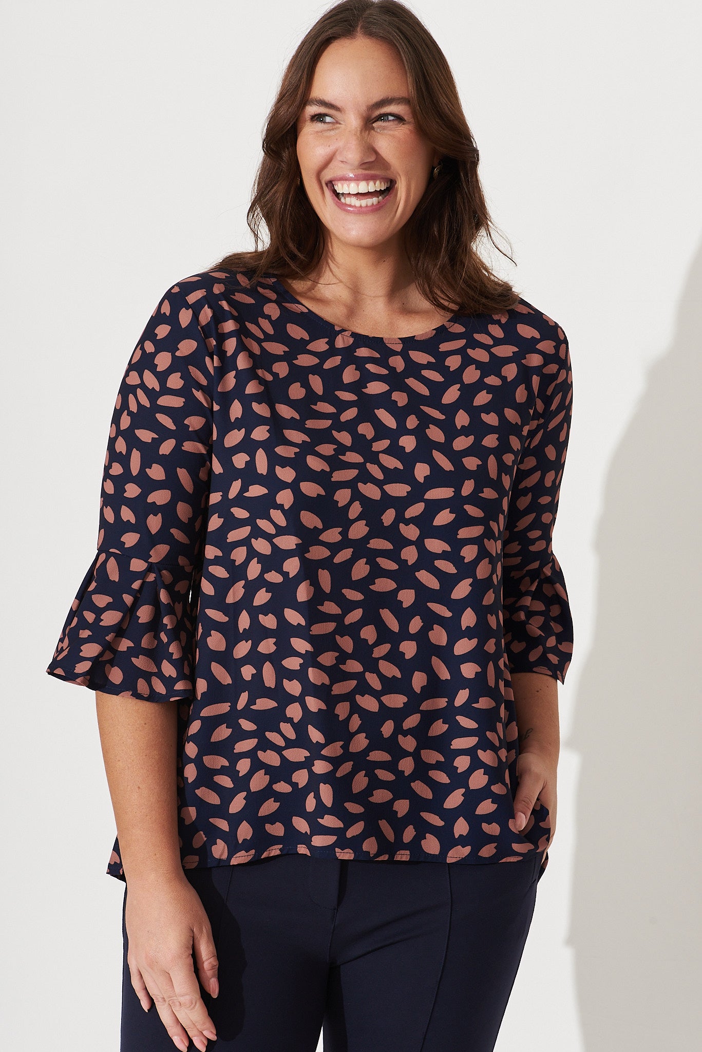 Tai Top in Navy with Rust Leaf - Image 8