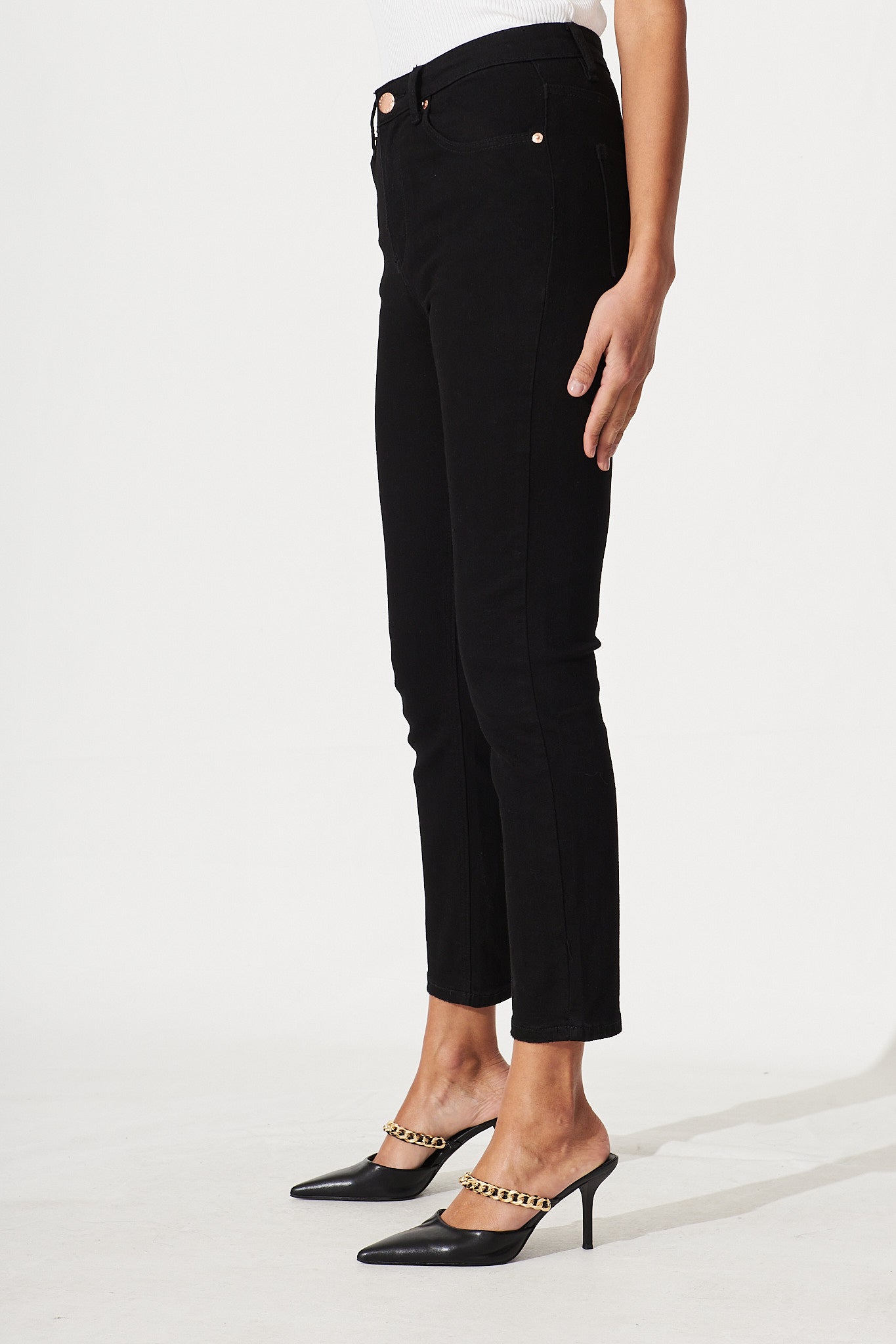 Ace Mid Rise Straight Leg Jean In Black Denim - Image 5