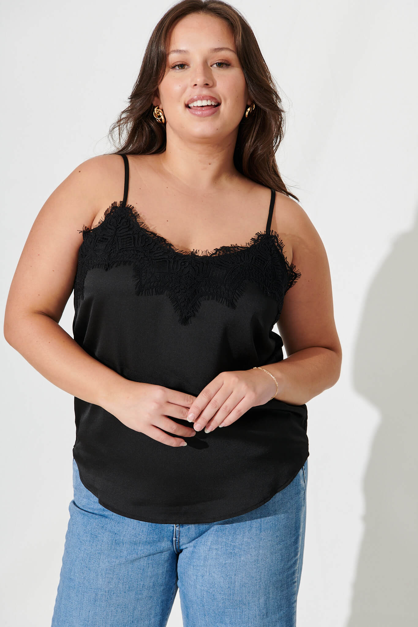 Manthis Cami Top In Black Satin - Image 7