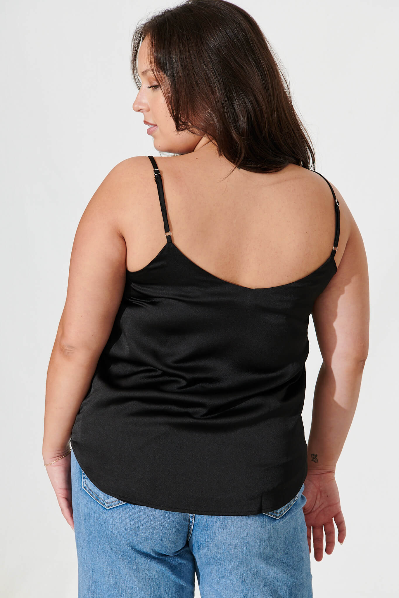 Manthis Cami Top In Black Satin - Image 9