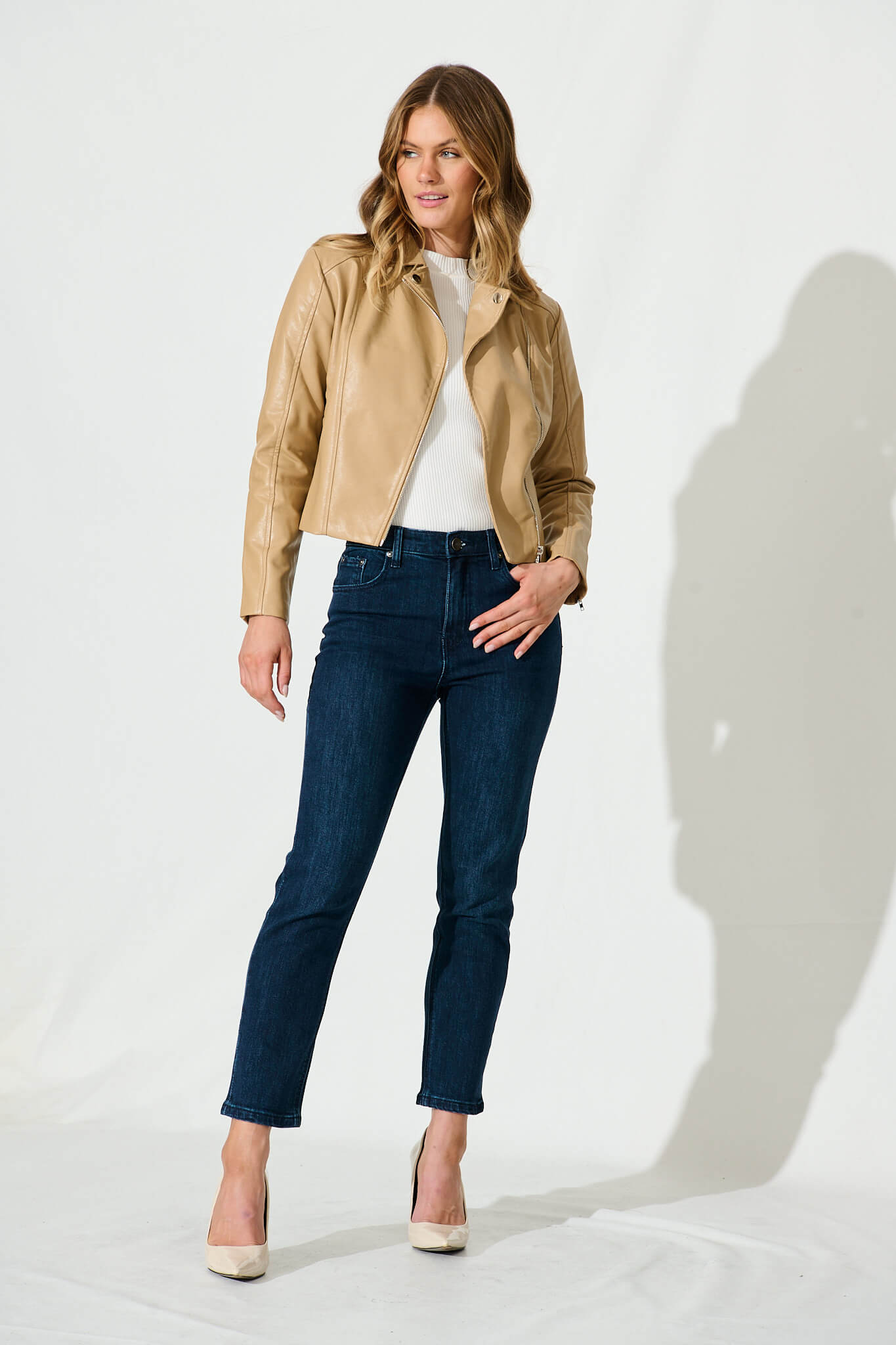 Ace Mid Rise Straight Leg Jean In Dark Blue Denim - Image 4