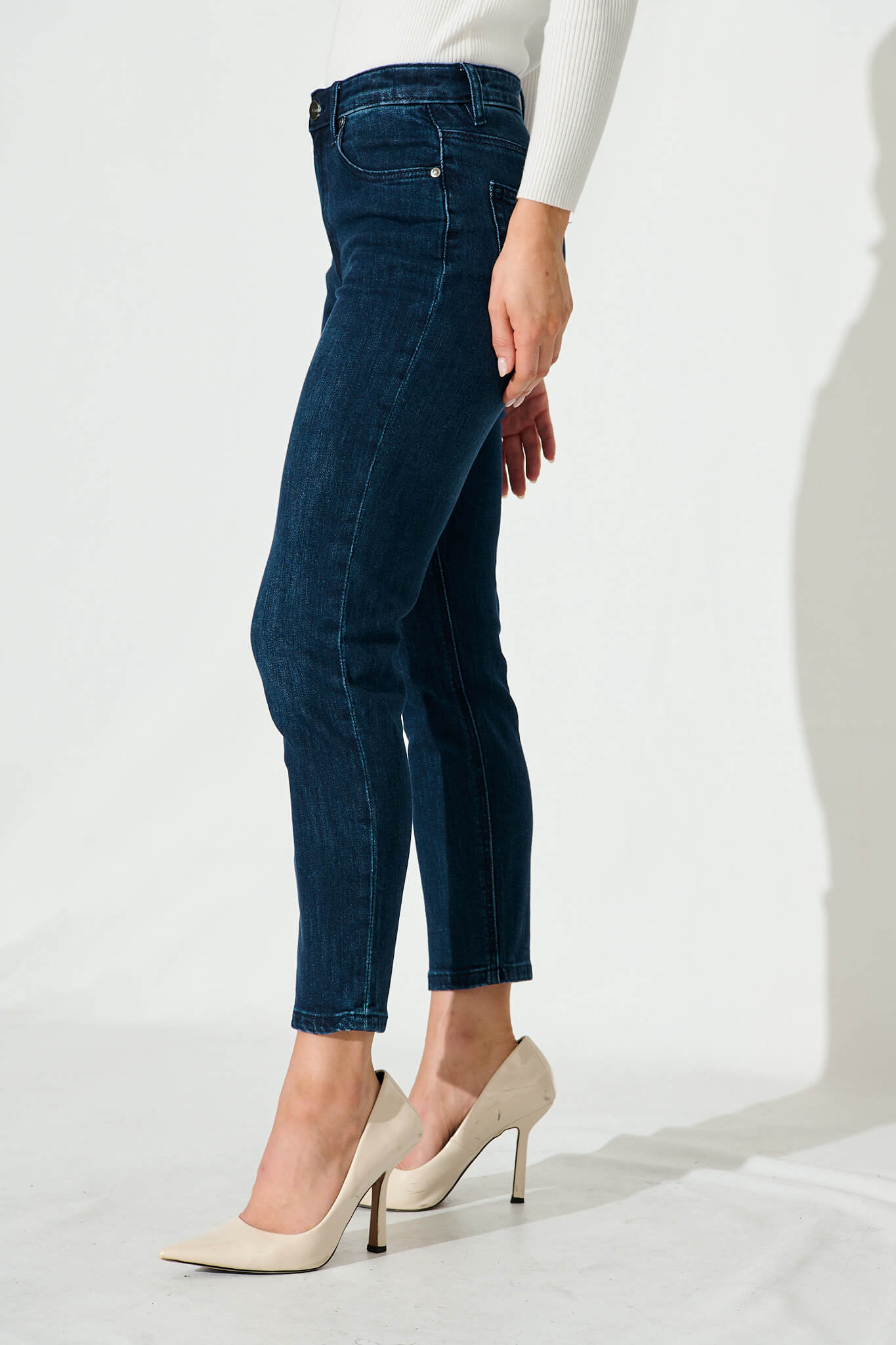 Ace Mid Rise Straight Leg Jean In Dark Blue Denim - Image 2