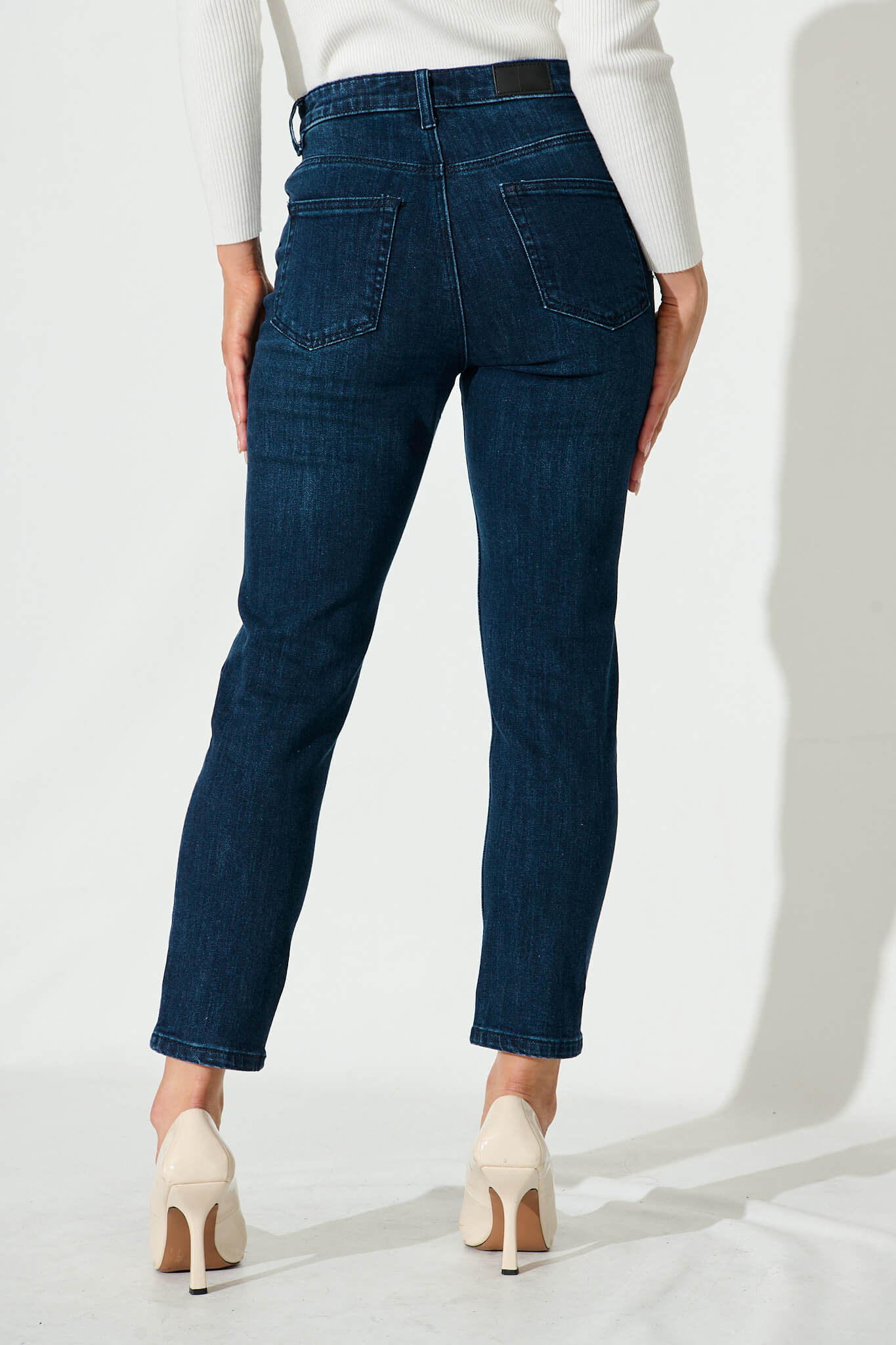 Ace Mid Rise Straight Leg Jean In Dark Blue Denim - Image 3