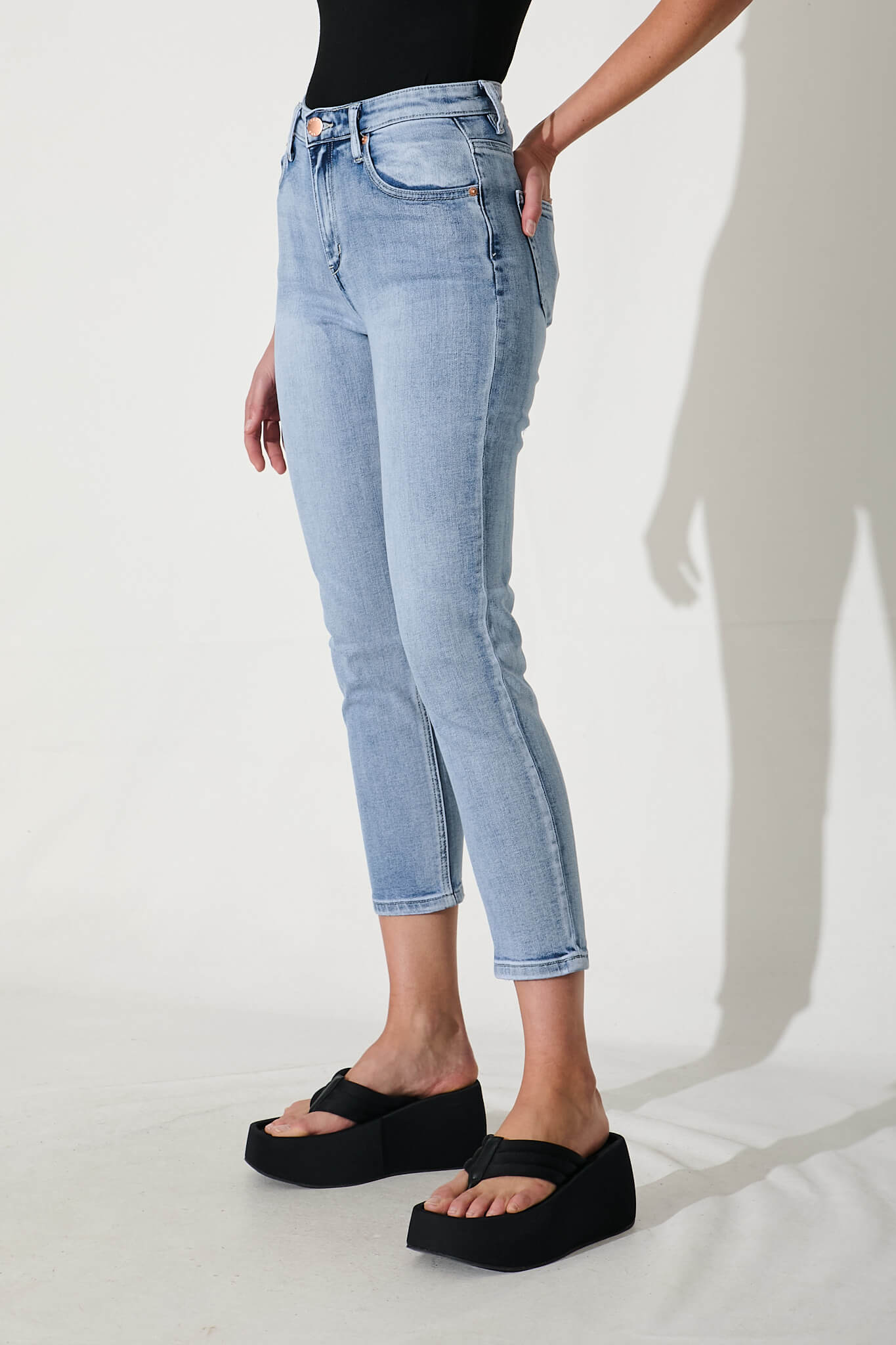 Ace Mid Rise Straight Leg Jean In Mid Blue Denim - Image 6