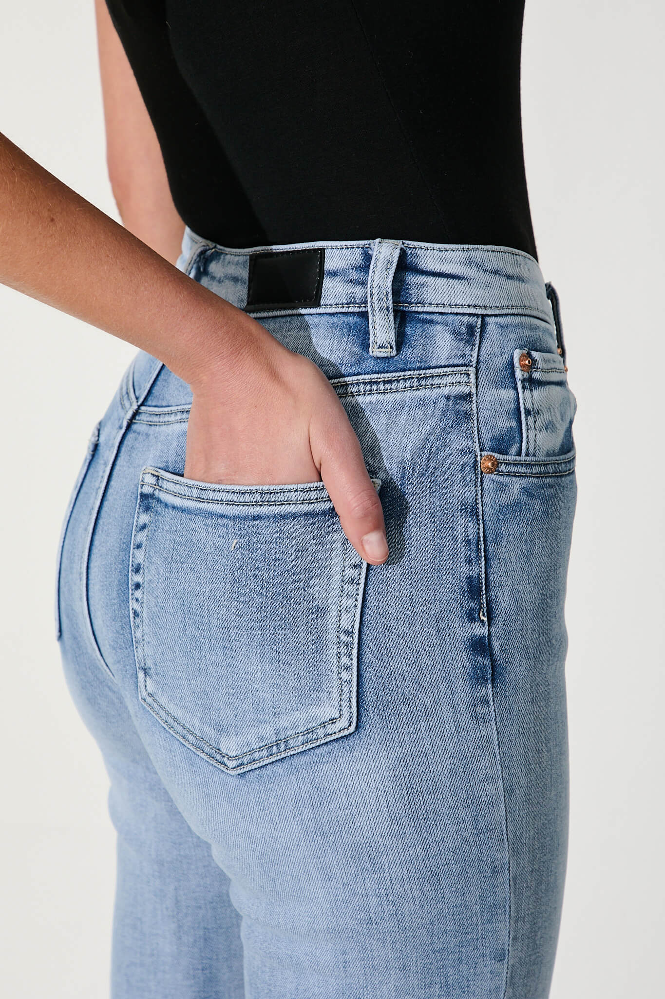 Ace Mid Rise Straight Leg Jean In Mid Blue Denim - Image 8