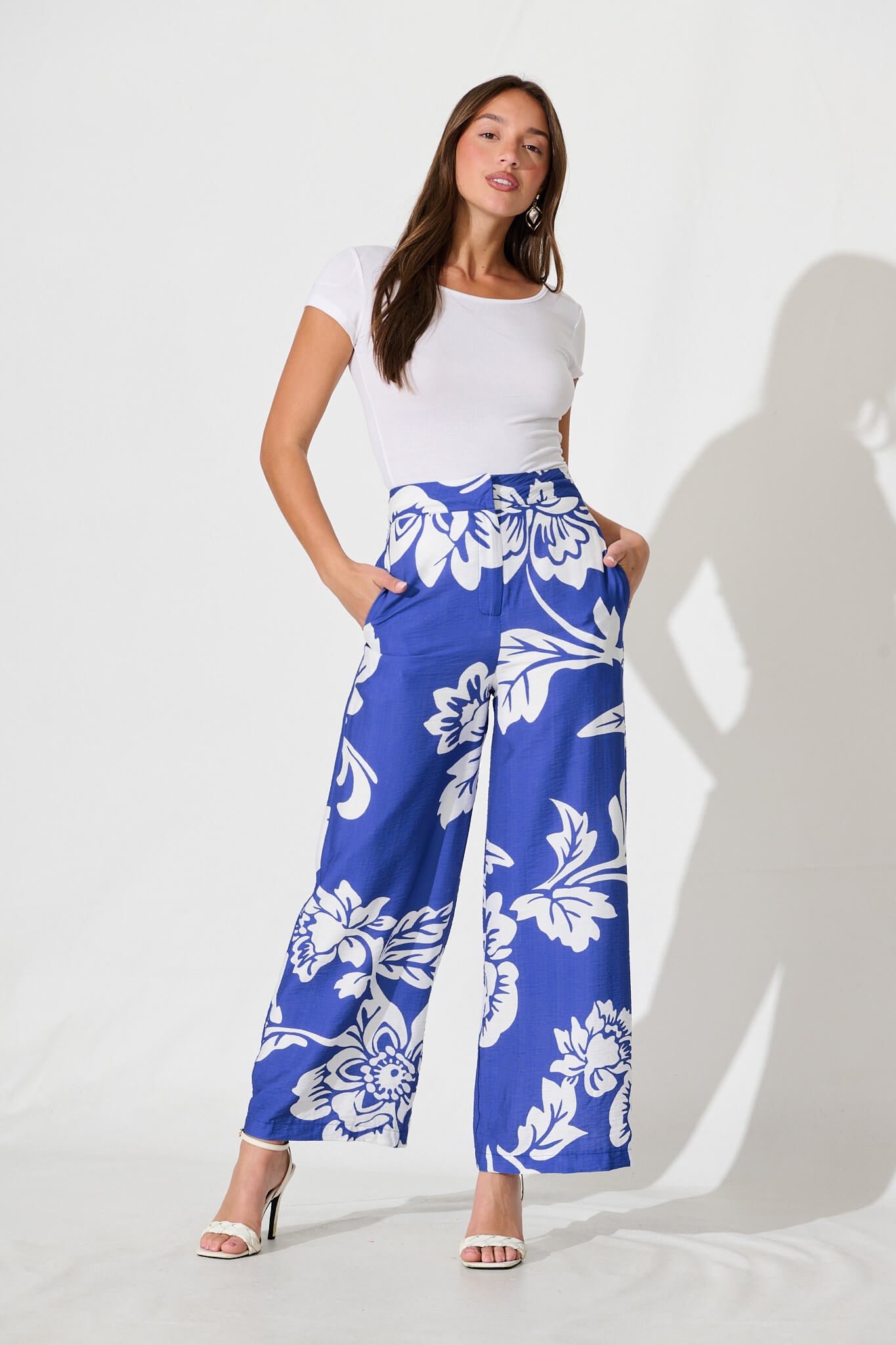 Aldridge Pant In Blue With White Floral - Image 8