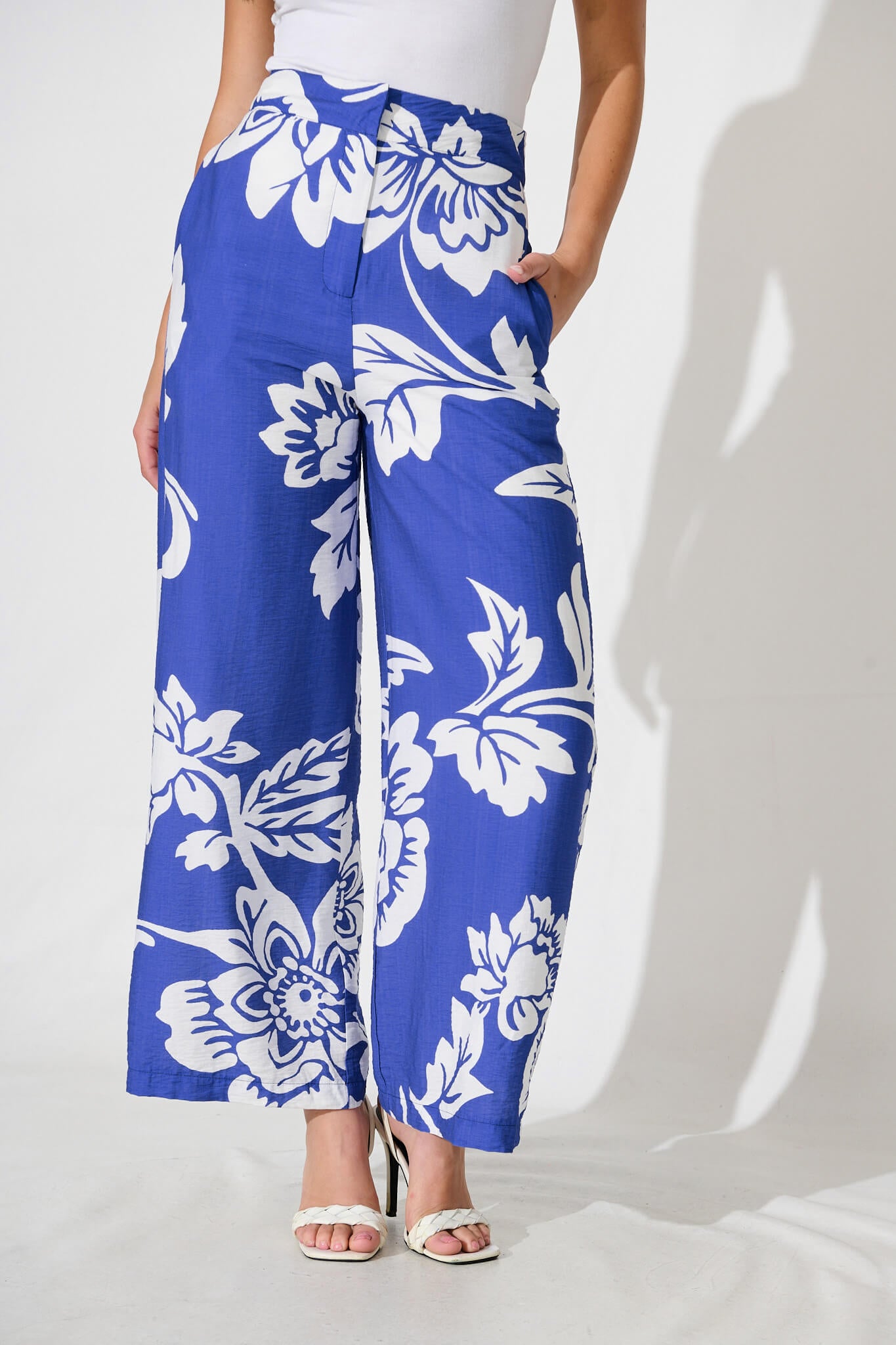 Aldridge Pant In Blue With White Floral - Image 2