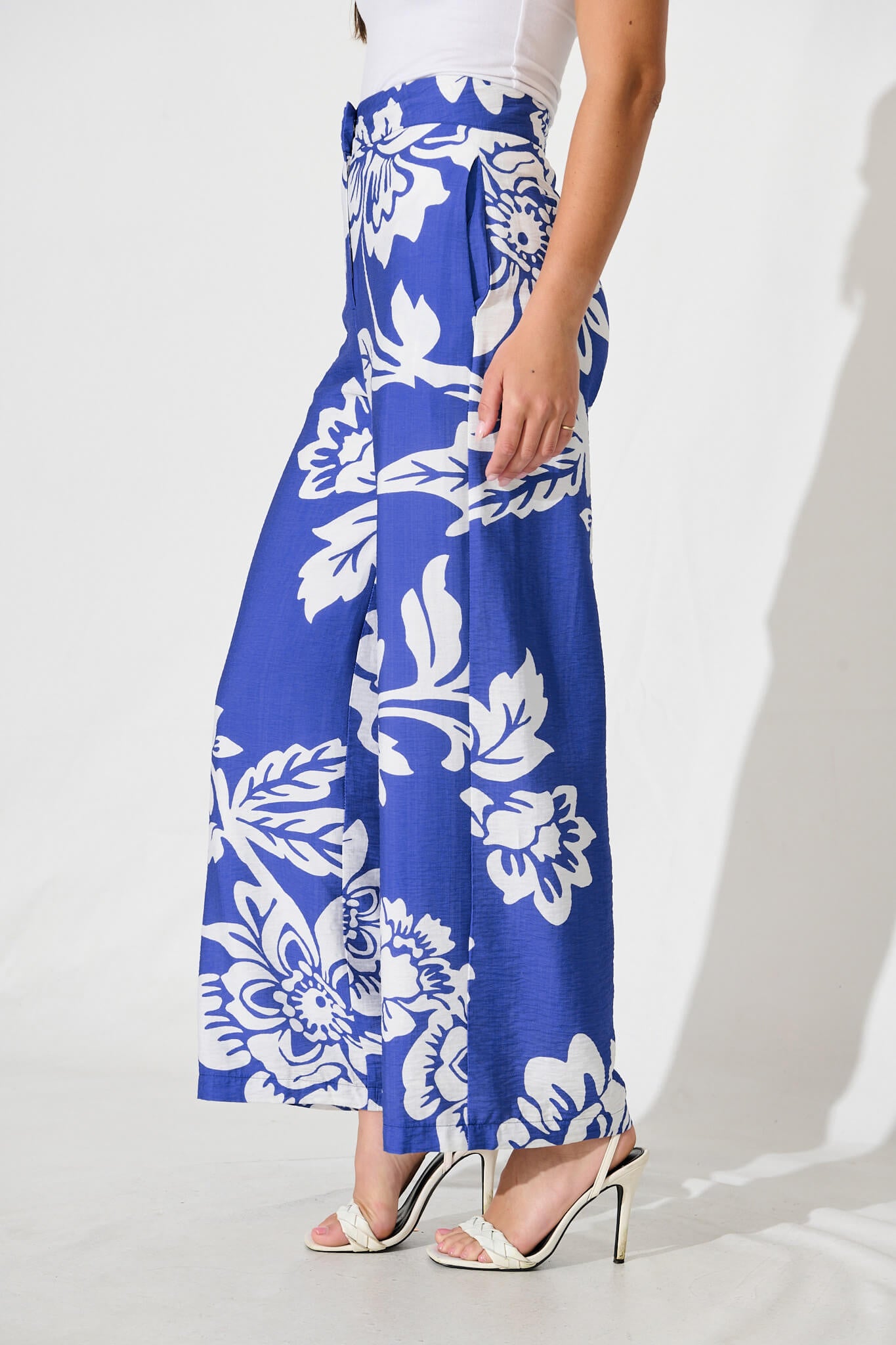 Aldridge Pant In Blue With White Floral - Image 6