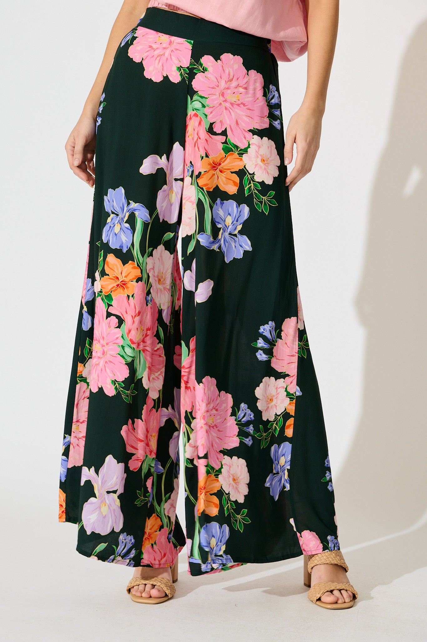 Amara Garden Pant in Green with Multi Floral - Image 4