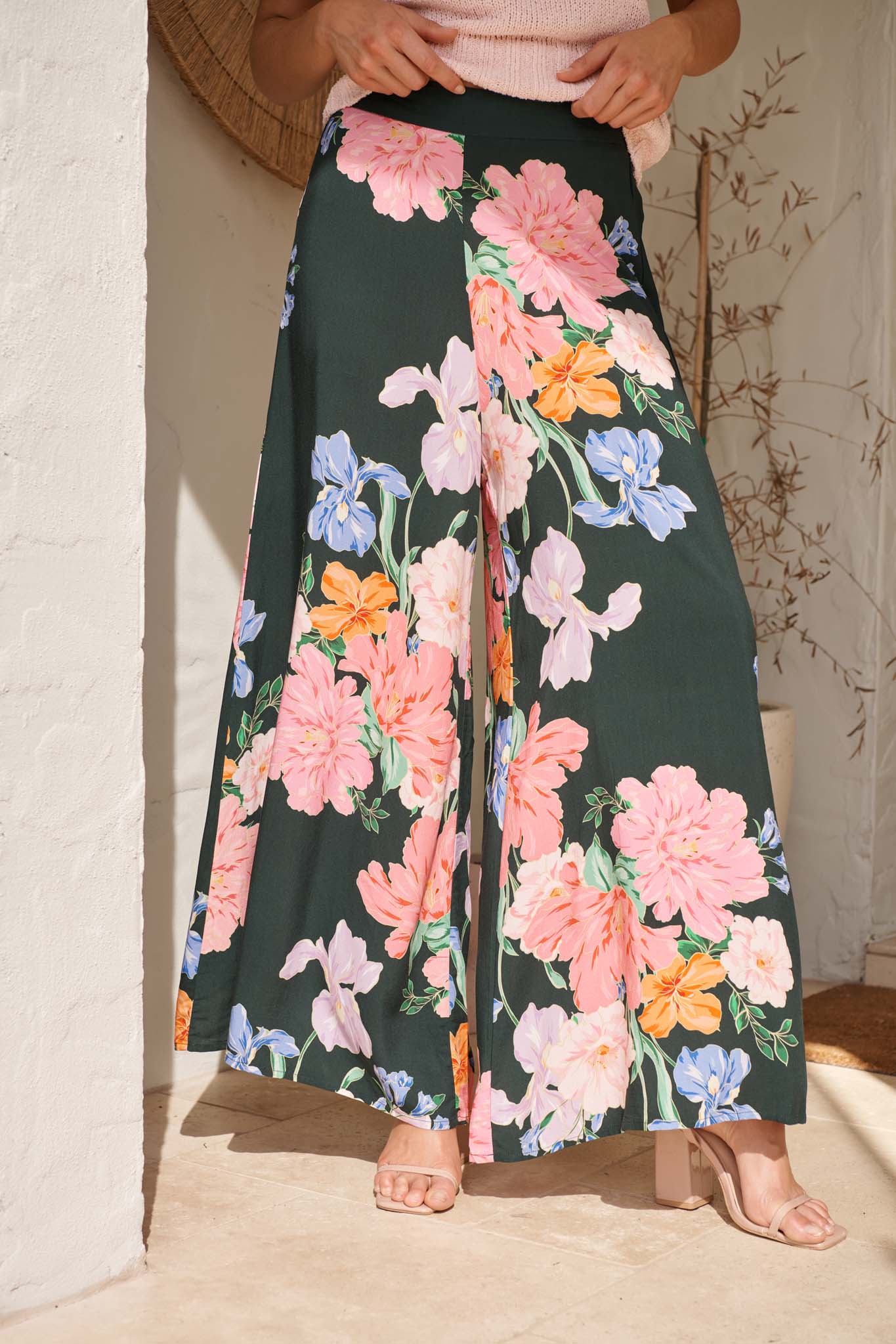 Amara Garden Pant in Green with Multi Floral - Image 11