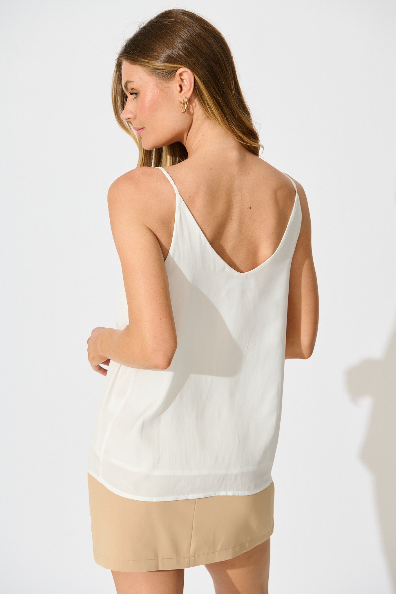 Rowland Cami Top In White Satin - Image 3