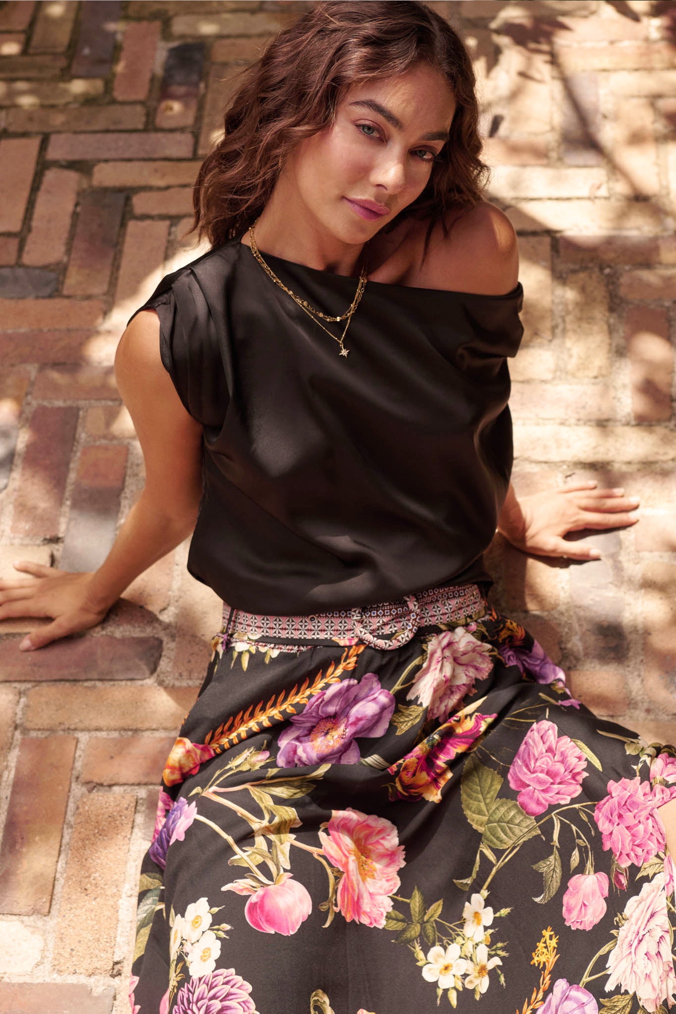 Liana Off Shoulder Top In Black Satin - Image 5