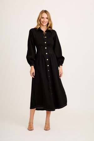 Avenue Maxi Dress in Black Denim