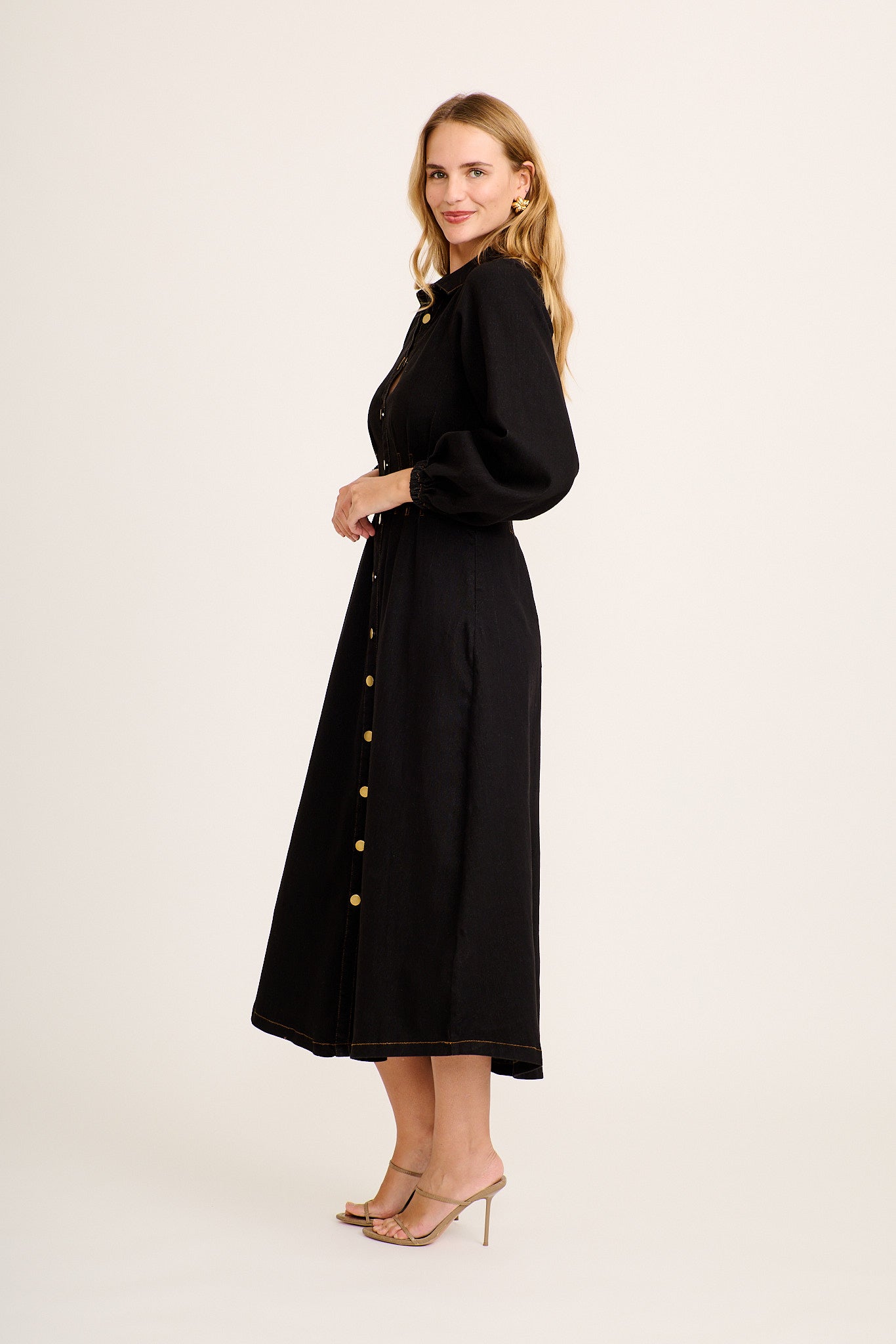 Avenue Maxi Dress in Black Denim - Image 3