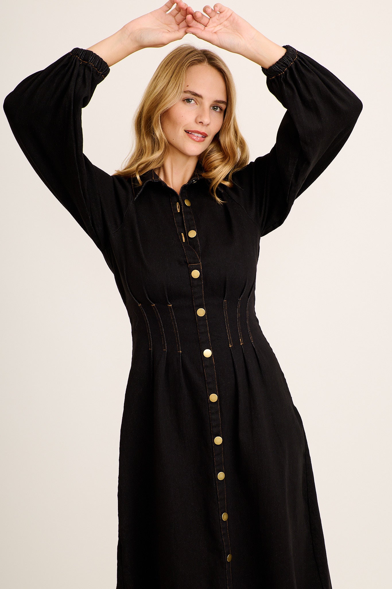 Avenue Maxi Dress in Black Denim - Image 2