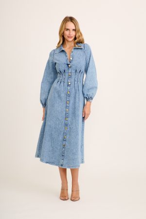 Avenue Maxi Dress in Blue Denim