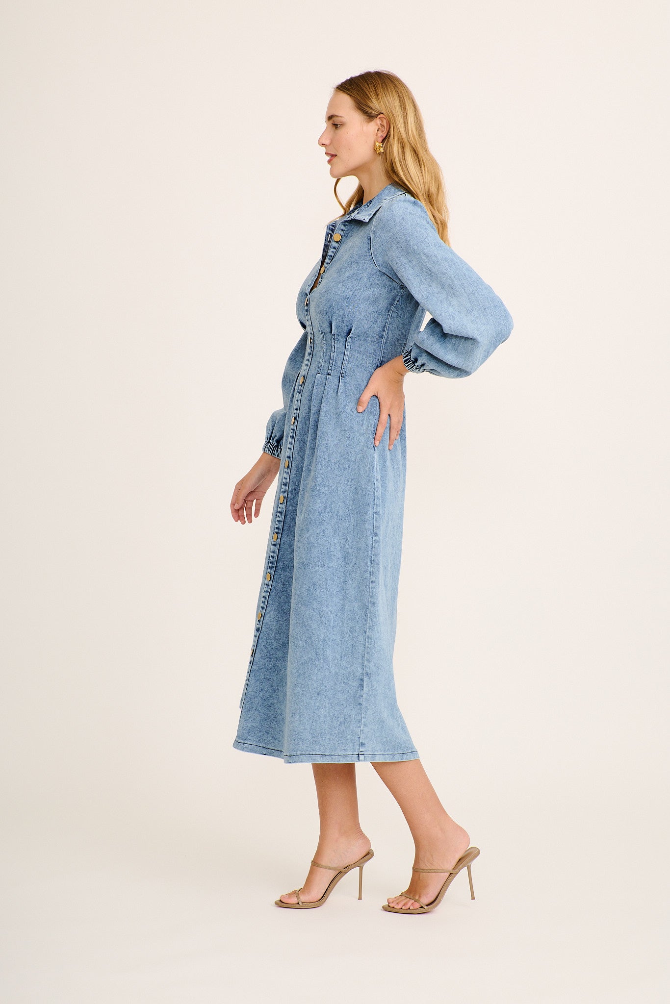 Avenue Maxi Dress in Blue Denim - Image 3