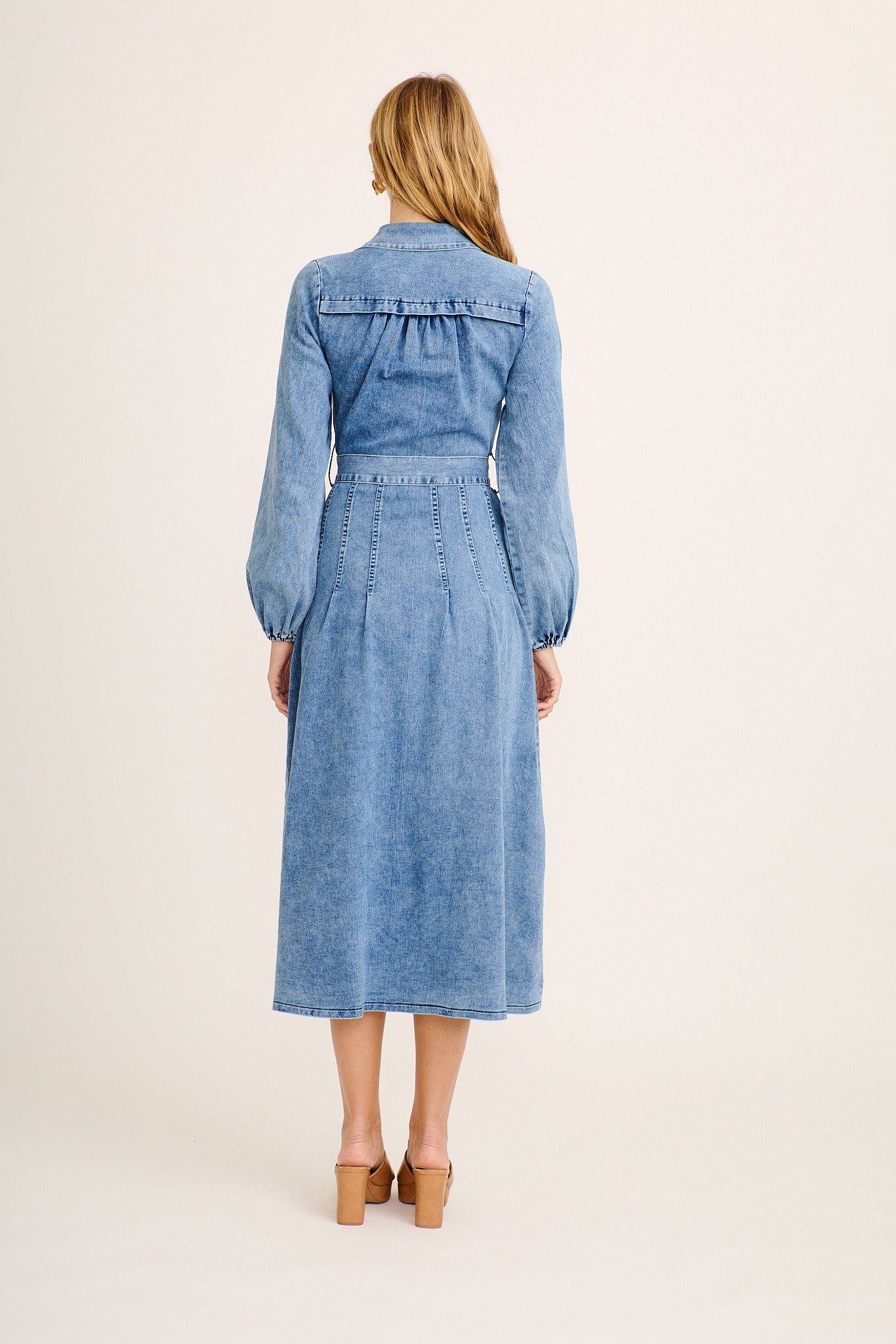 Eminence Maxi Shirt Dress in Light Blue Denim - Image 4