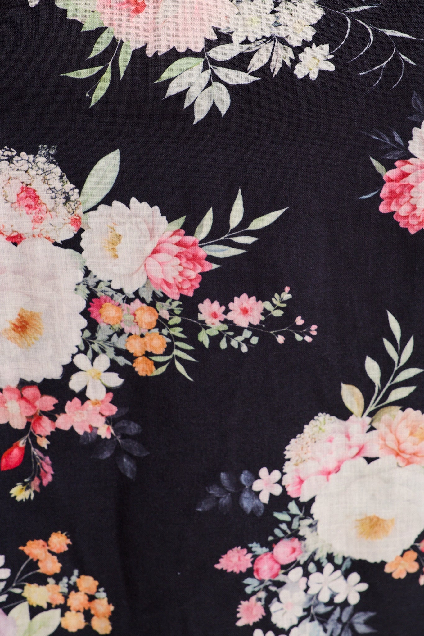 Chic In Bloom Maxi Shirt Dress in Black Floral Linen Blend - Image 6