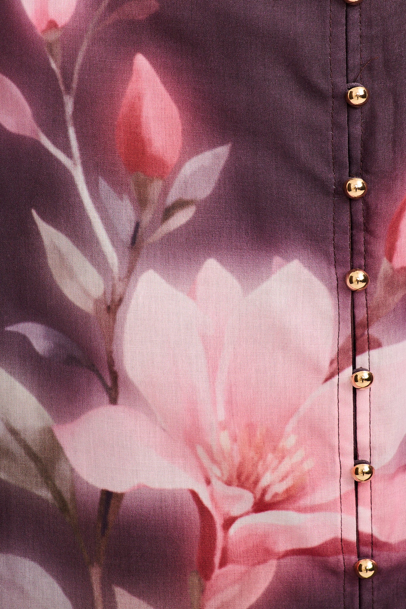 Santa Rosa Maxi Dress in Plum with Pink Floral Cotton Blend - Image 6