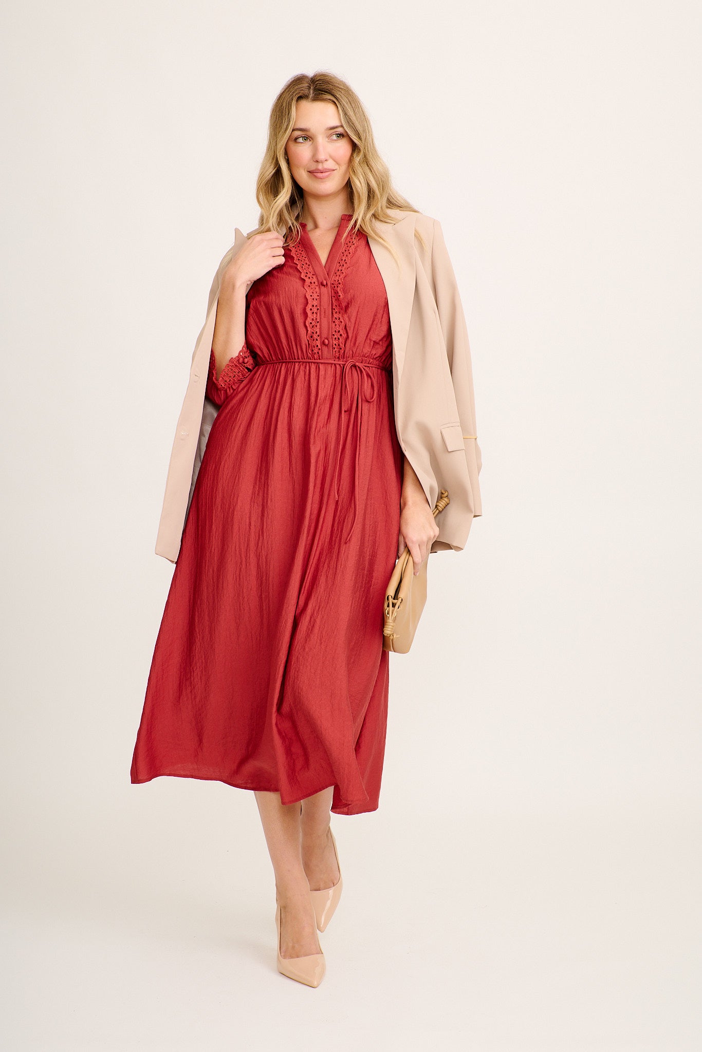 Perez Midi Dress in Rust - Image 2