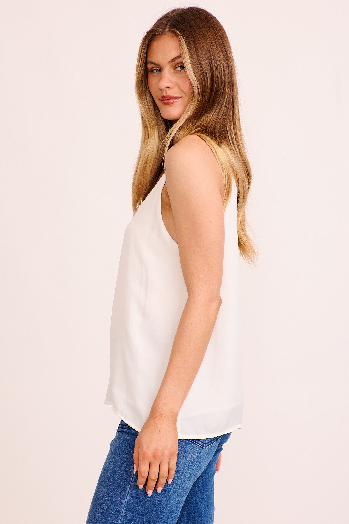 Rowland Cami Top In White Satin - Image 11